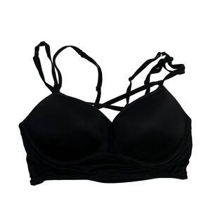 PINK Victoria's Secret Size S Bra Wireless Lightly Lined Black Long Line Women's